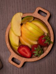 Тарелка из дуба с ручками  светлая, 17 см